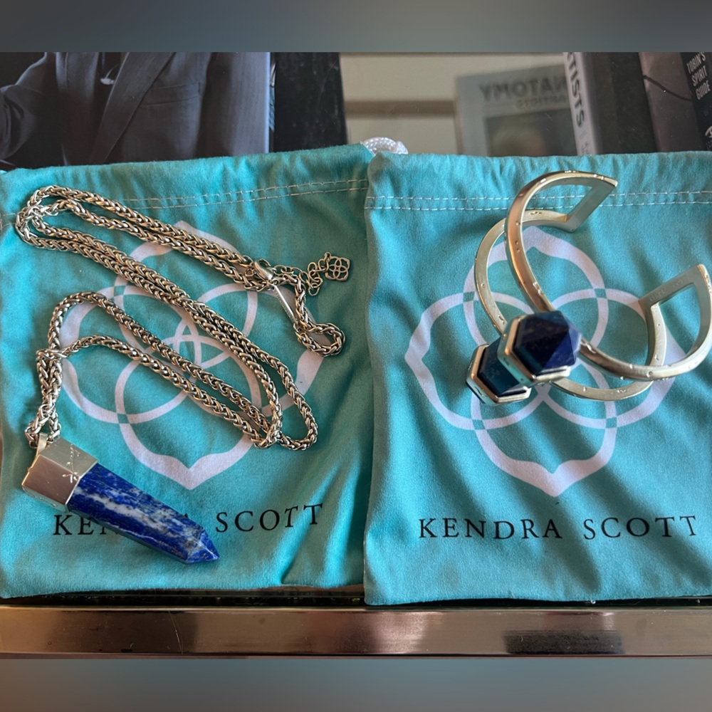 Kendra Scott gold and lapis necklace and matching cuff-fall 2016 collection